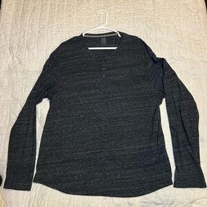 Old Navy Henley Button-Up Shirt Dark Gray Heathered XL Long Sleeve Mens Knit